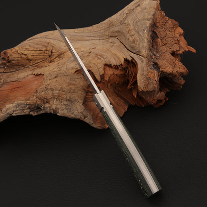 Slip Joint Pocket Knife in Damasteel with Carbon Fiber