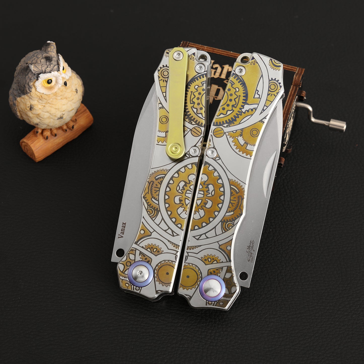 Drop Point Slip Joint Knife Vanax Steel 3.7 Inch Titanium