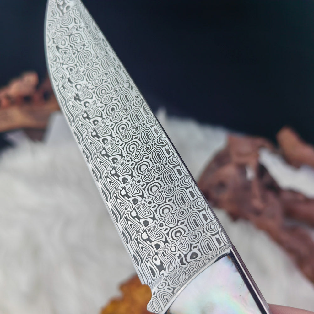 Custom Hunter in Damasteel Inlaid with Mother of Pearl