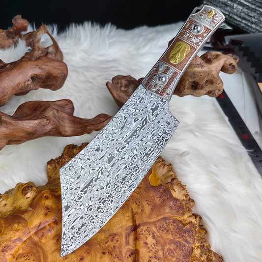 Custom Hand-engraved Cleaver Knife
