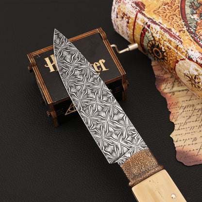 Custom Hunter Mosaic Damascus Mammoth Tusks