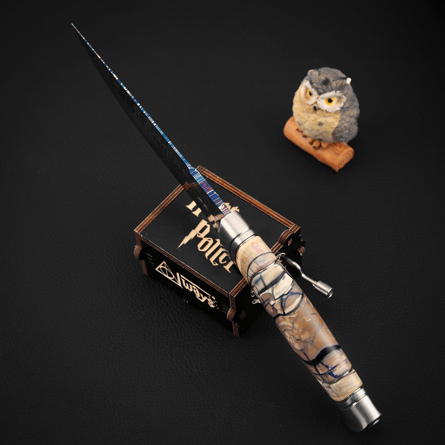 Custom Hunting Knife Mosaic Damascus Bluing Heat Treatment