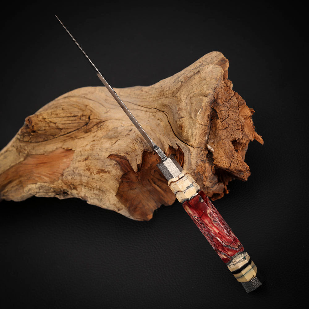 Mosaic Damascus Puukko Mammoth Tusks Handle