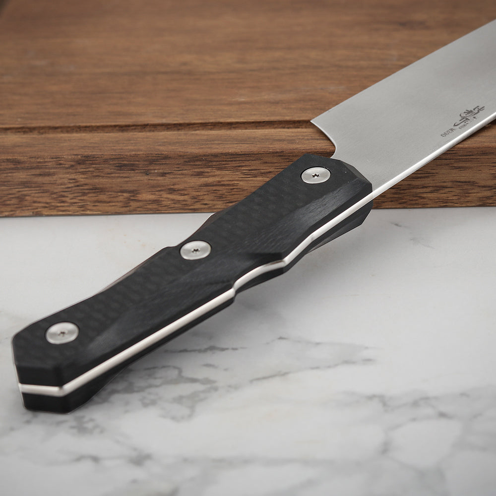 7 Inch Nakiri Knife, M390 Steel, Carbon Fiber Handle