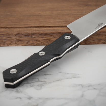7 Inch Nakiri Knife, M390 Steel, Carbon Fiber Handle