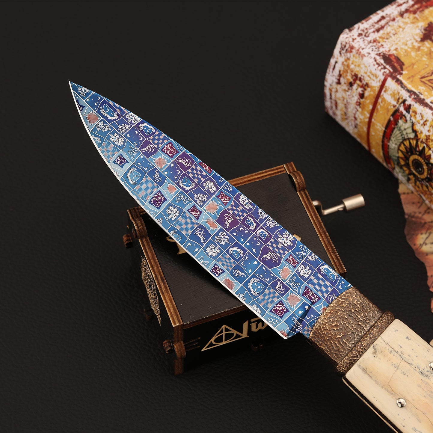 Custom Hunter Mosaic Damascus Mammoth Tusks