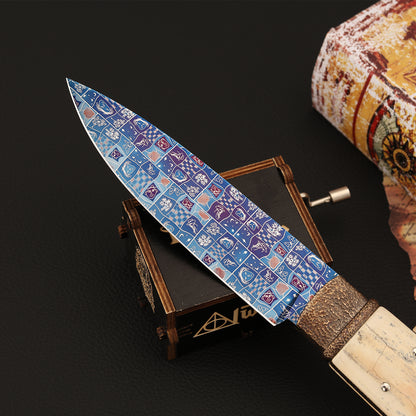 Custom Hunter Mosaic Damascus Mammoth Tusks