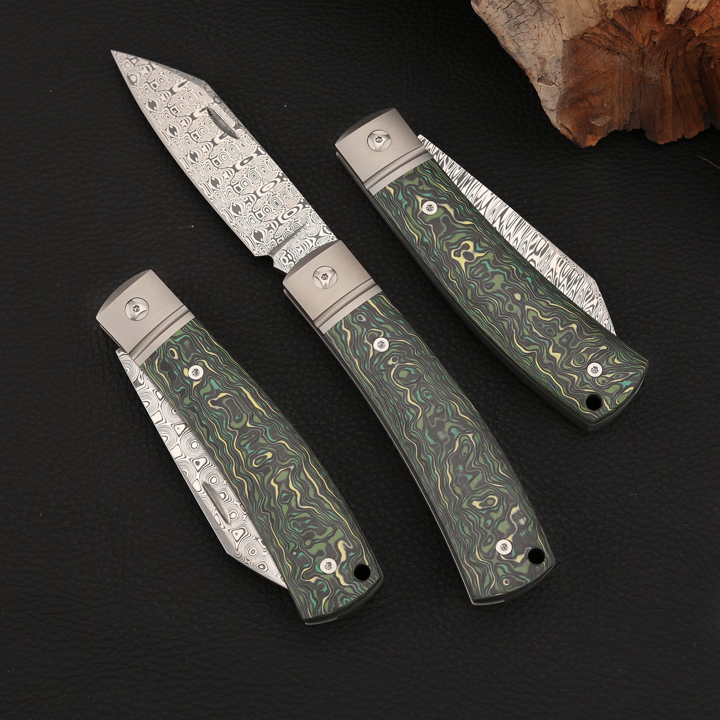 Slip Joint Pocket Knife in Damasteel with Carbon Fiber