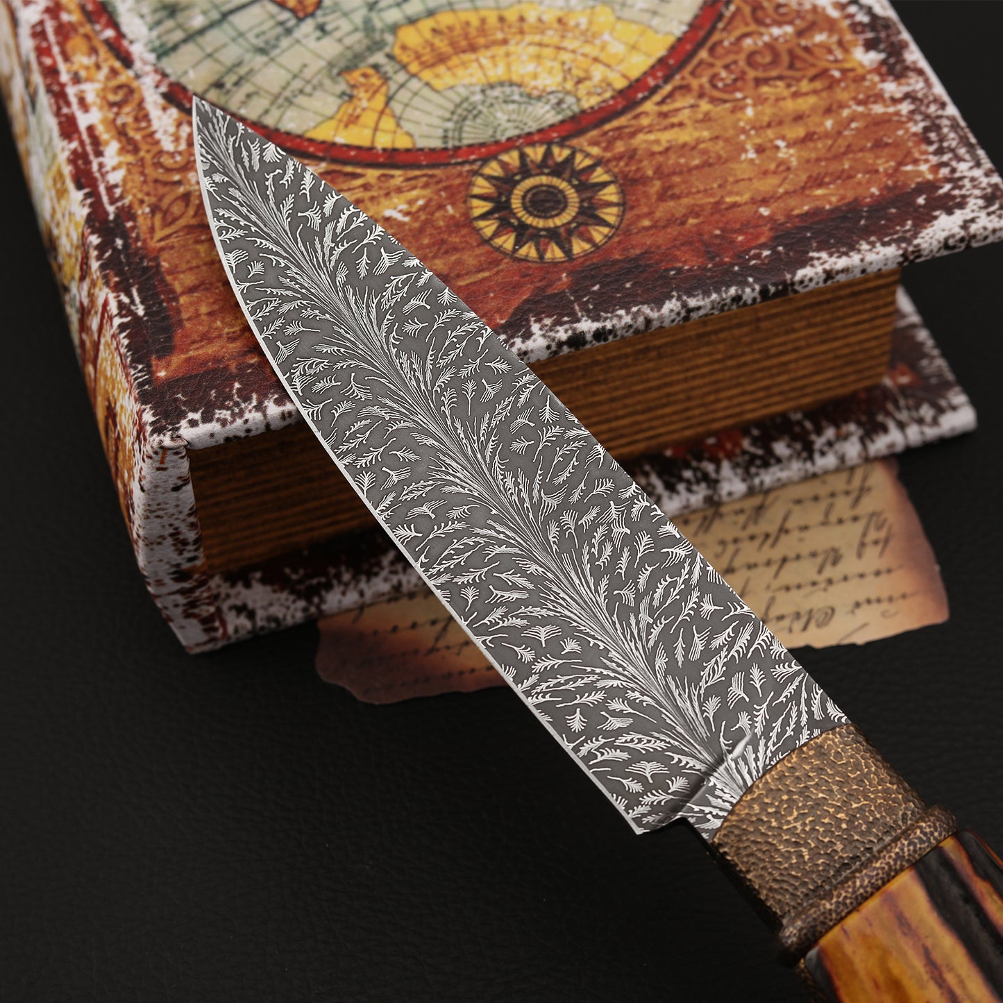 Custom Hunter Mosaic Damascus Mammoth Tusks