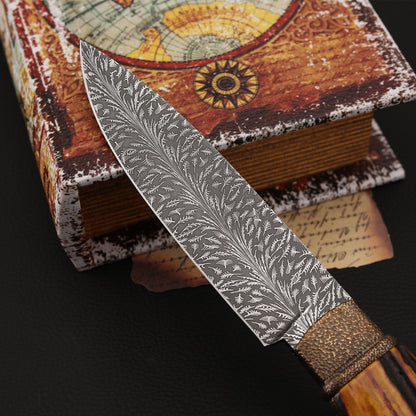 Custom Hunter Mosaic Damascus Mammoth Tusks