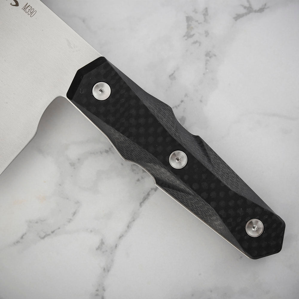 7 Inch Chinese Cleaver Knife, M390 Steel, Carbon Fiber Handle