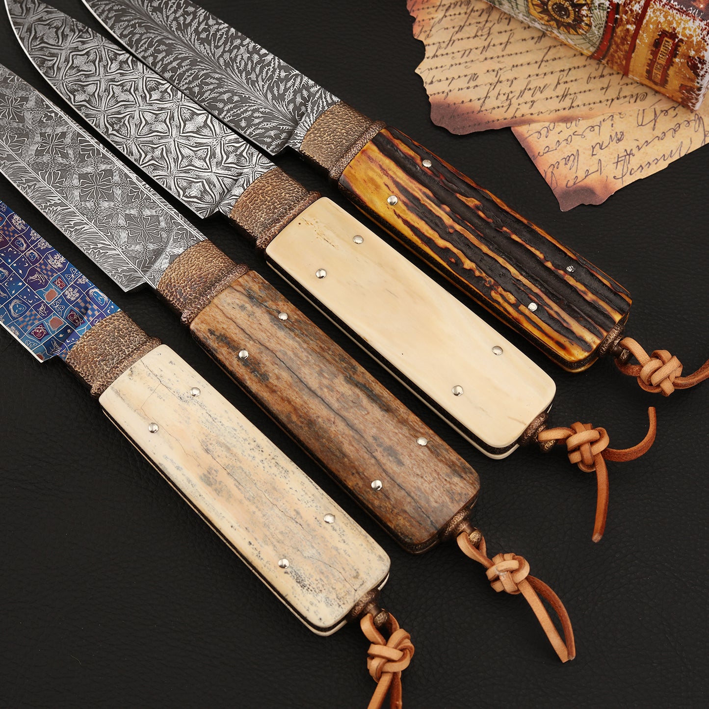 Custom Hunter Mosaic Damascus Mammoth Tusks