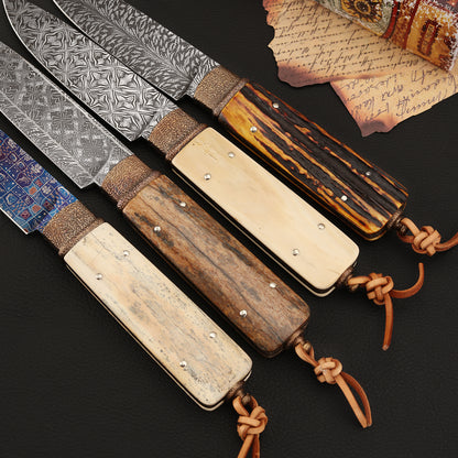 Custom Hunter Mosaic Damascus Mammoth Tusks