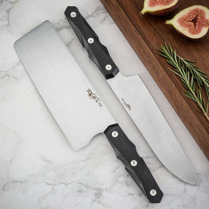 7 Inch Chef's Santoku Knife, M390 Steel, Carbon Fiber Handle