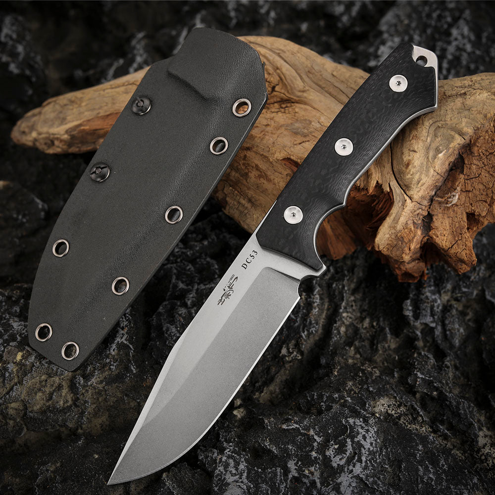 4.8 Inch DC53 Steel Fixed Blade Knife with Kydex Sheath