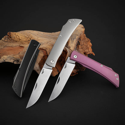 Vanax Steel Slip Joint Pocket Knife, 3.46 Inch, Titanium