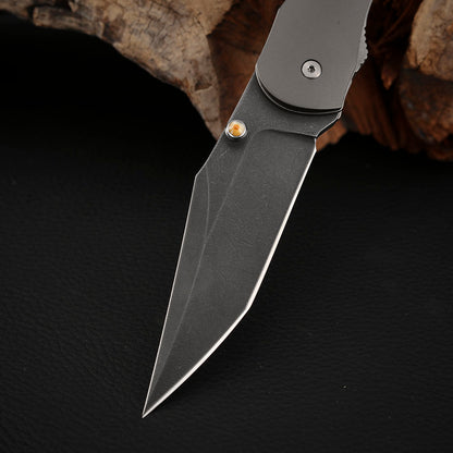 Tanto Folding Knife, Wootz Steel, Carbon Fiber