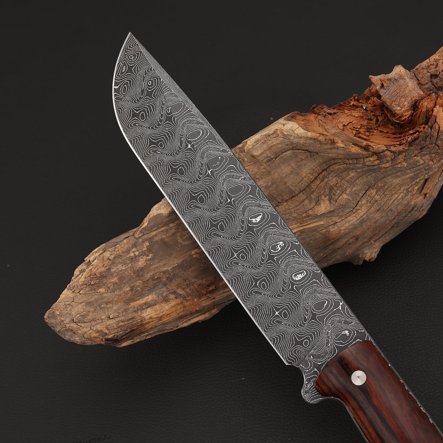 7.5" Damascus Steel Machete with Ironwood