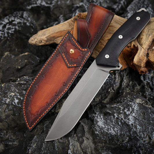 Wootz Steel 5.8" Fixed Blade Knife with Carbon Fiber Handle