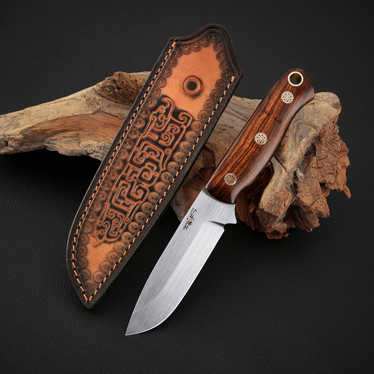 3.5 Inch MagnaCut Steel Fixed Blade Knife, Ironwood