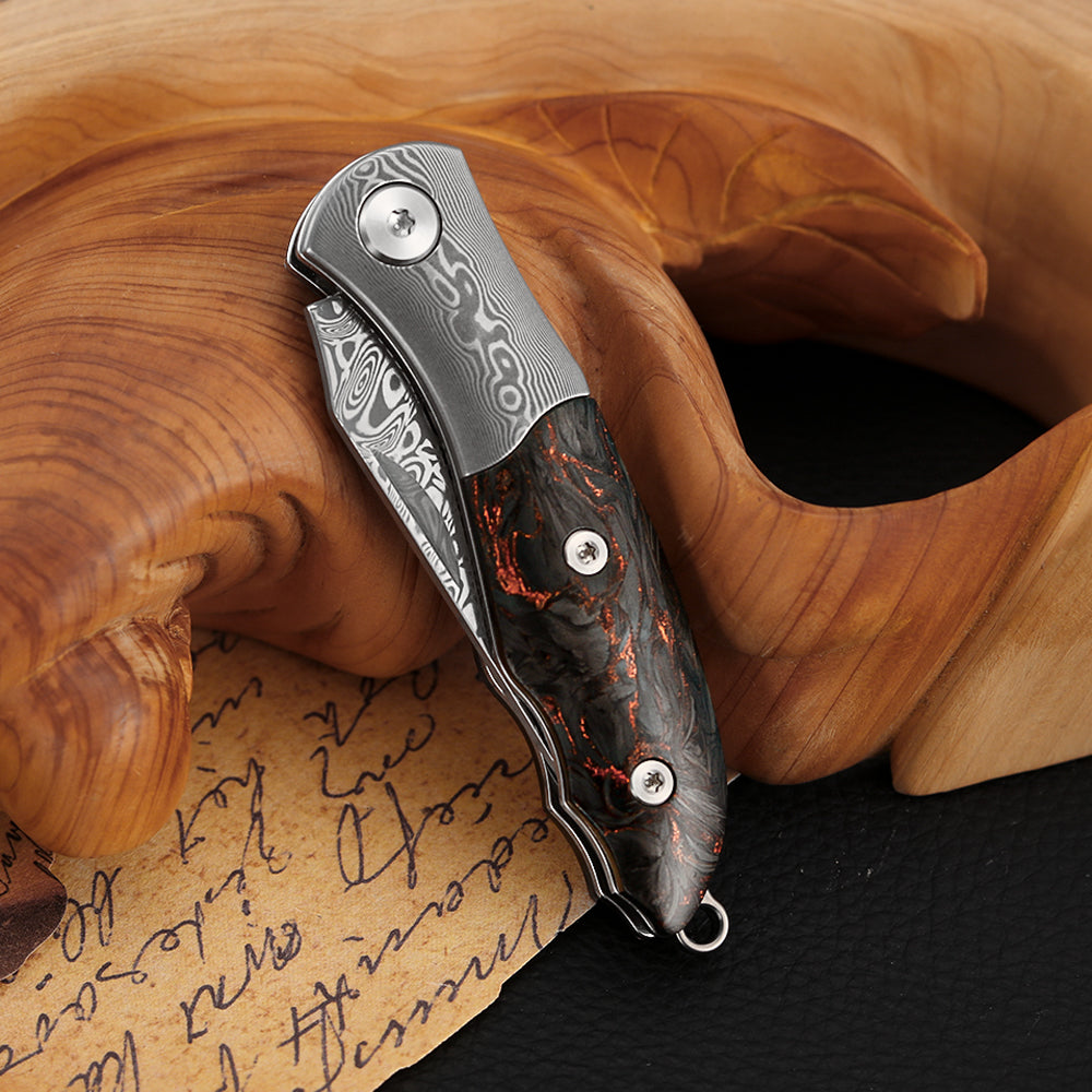 2 Inch Slip Joint Pocket Knife for EDC, Sweden Damasteel Blade