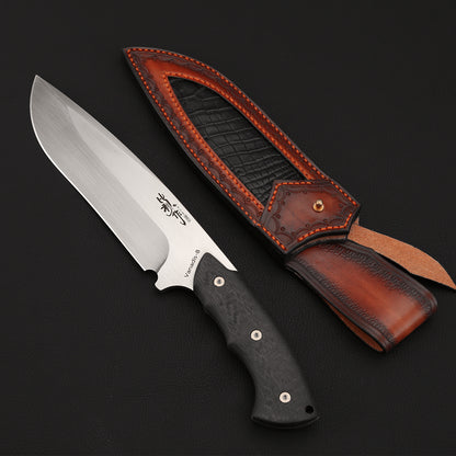 6.7 Inch Vanadis-8 Steel Fixed Blade Knife Carbon Fiber