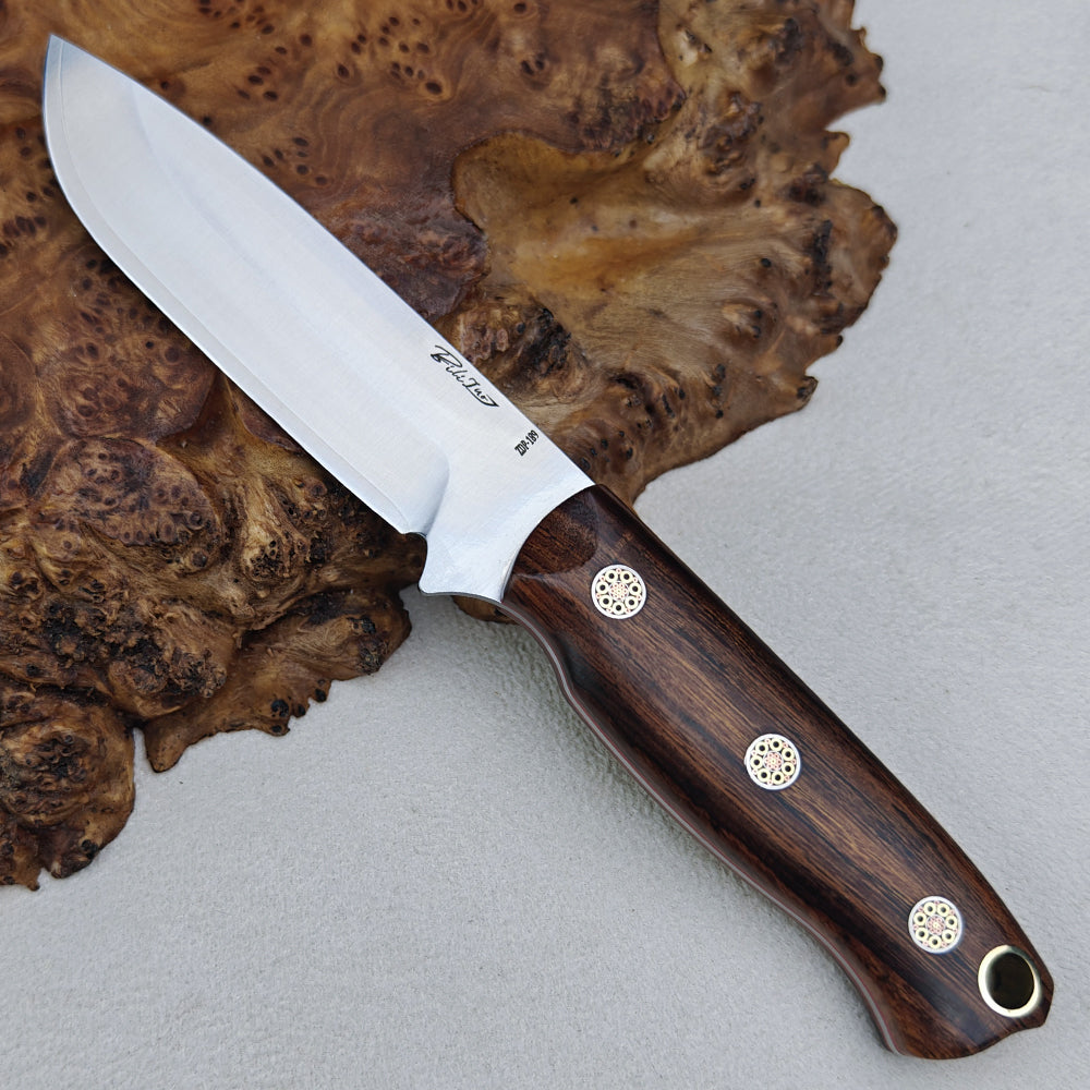 Convex Grind Fixed Blade Knife (3.5" ZDP-189 San Mai Steel) Ironwood