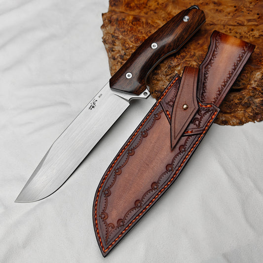 5.8 Inch Full Tang Hunter in M398 Steel with Leather Sheath