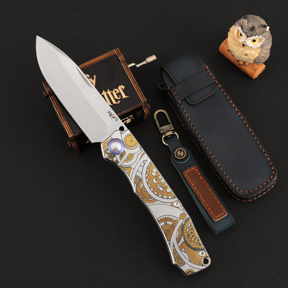 Drop Point Slip Joint Knife Vanax Steel 3.7 Inch Titanium