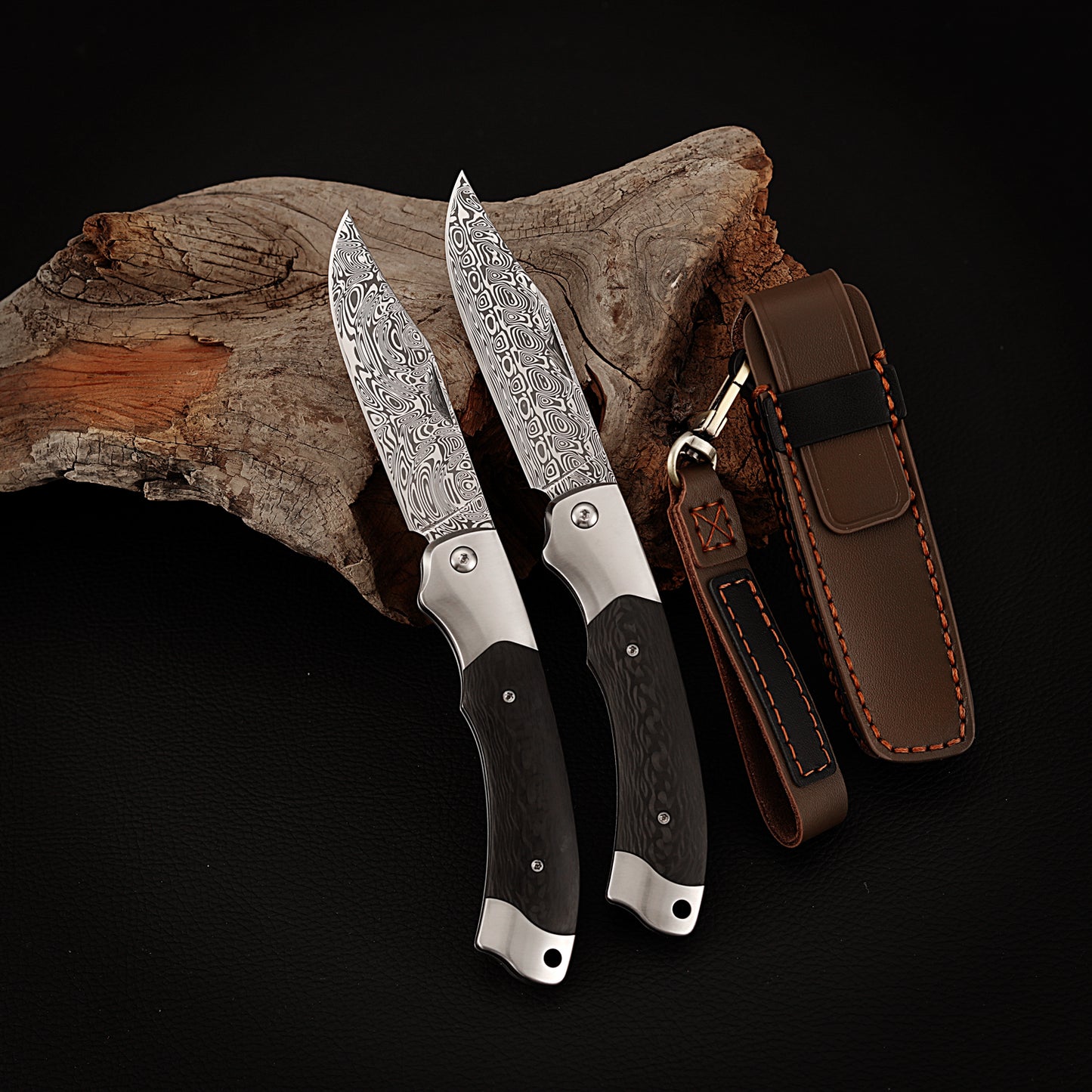 Slip Joint Pocket Knife, Powder Damasteel 2.95 Inch, Carbon Fiber