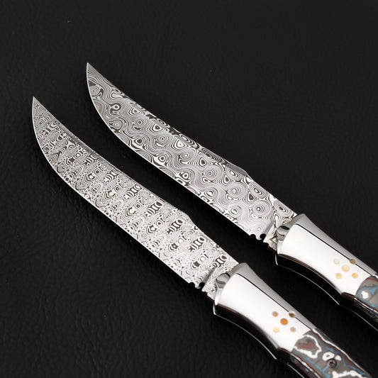 Laguiole Pocket Knife in Damasteel, Blue