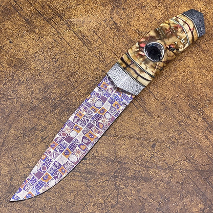 Mosaic Damascus Hunter with Mammoth Tusks