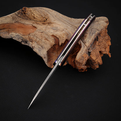 Liner Lock Front Flipper Folder in Damasteel with Zircuti