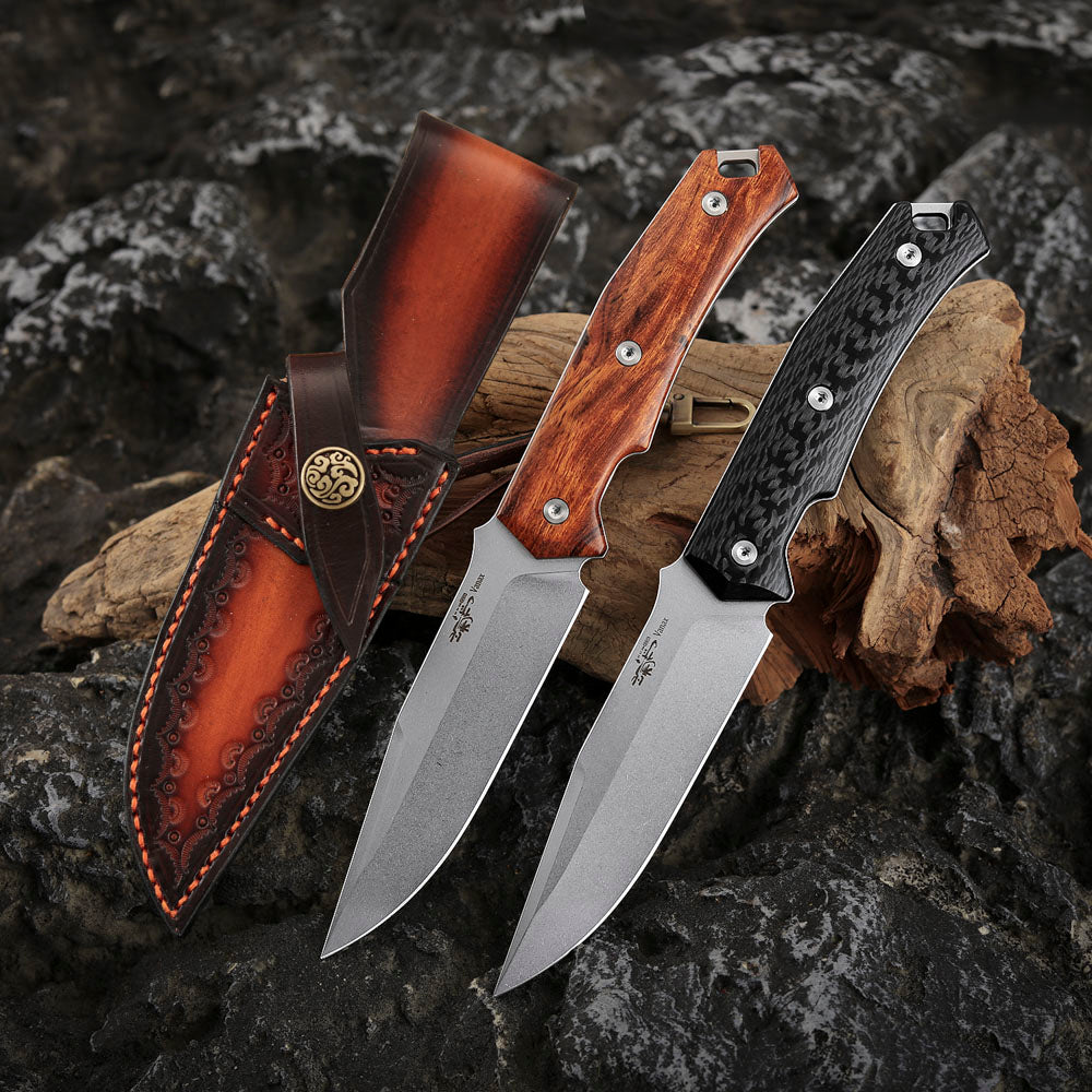 4 Inch Fixed Blade Knife, Vanax Steel, Leather Sheath
