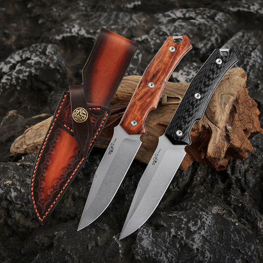 4 Inch Fixed Blade Knife, Vanax Steel, Leather Sheath
