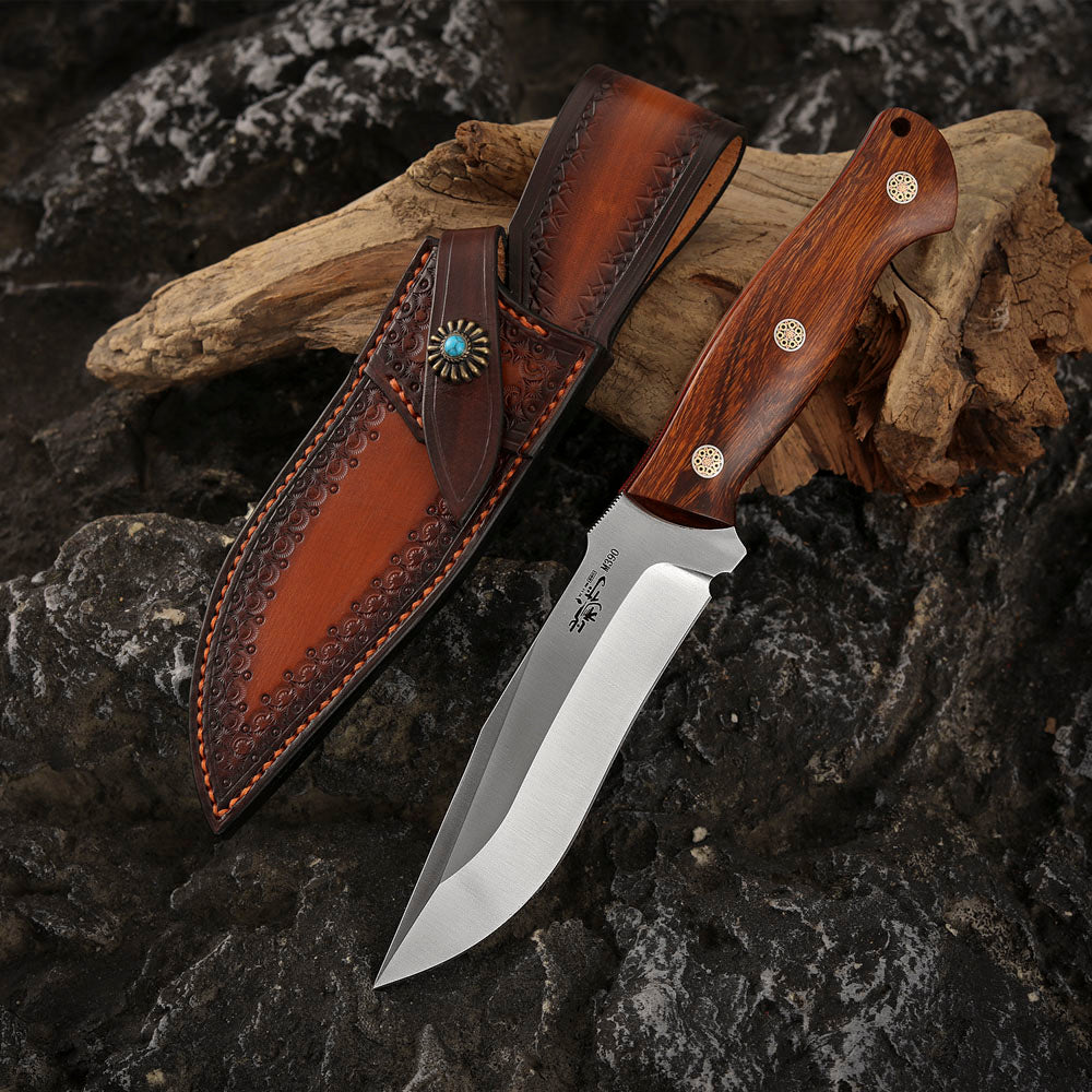 5 Inch M390 Steel Fixed Blade Hunting Knife Ironwood