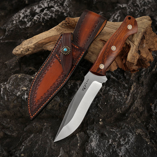 5 Inch M390 Steel Fixed Blade Hunting Knife Ironwood