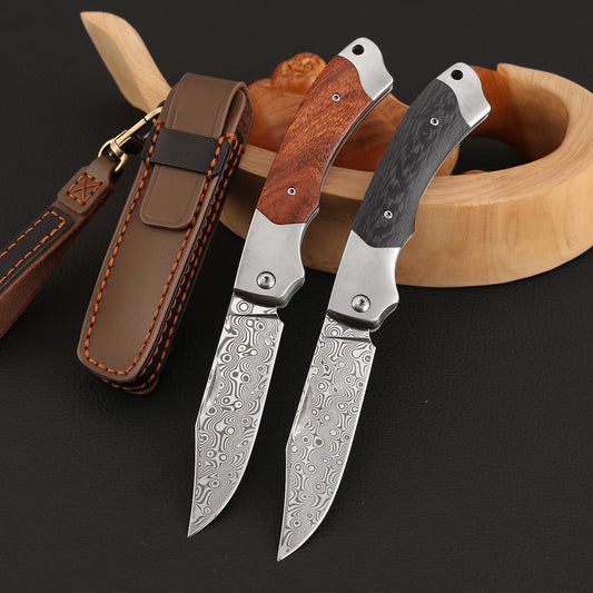 3 Inch Slip Joint Pocket Knife, Damascus Steel, Ironwood