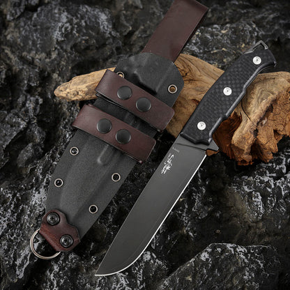 6.3 Inch S35VN Steel Fixed Blade Knife, DLC Coating, Carbon Fiber