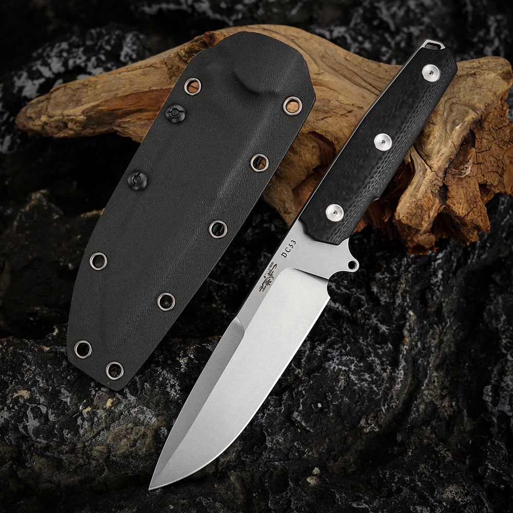 5 Inch DC53 Steel Fixed Blade Knife with Kydex Sheath