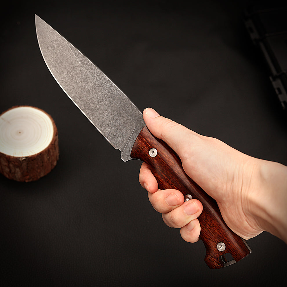 5 Inch Full Tang Hunter in Wootz with Ironwood – BILIKNIFE