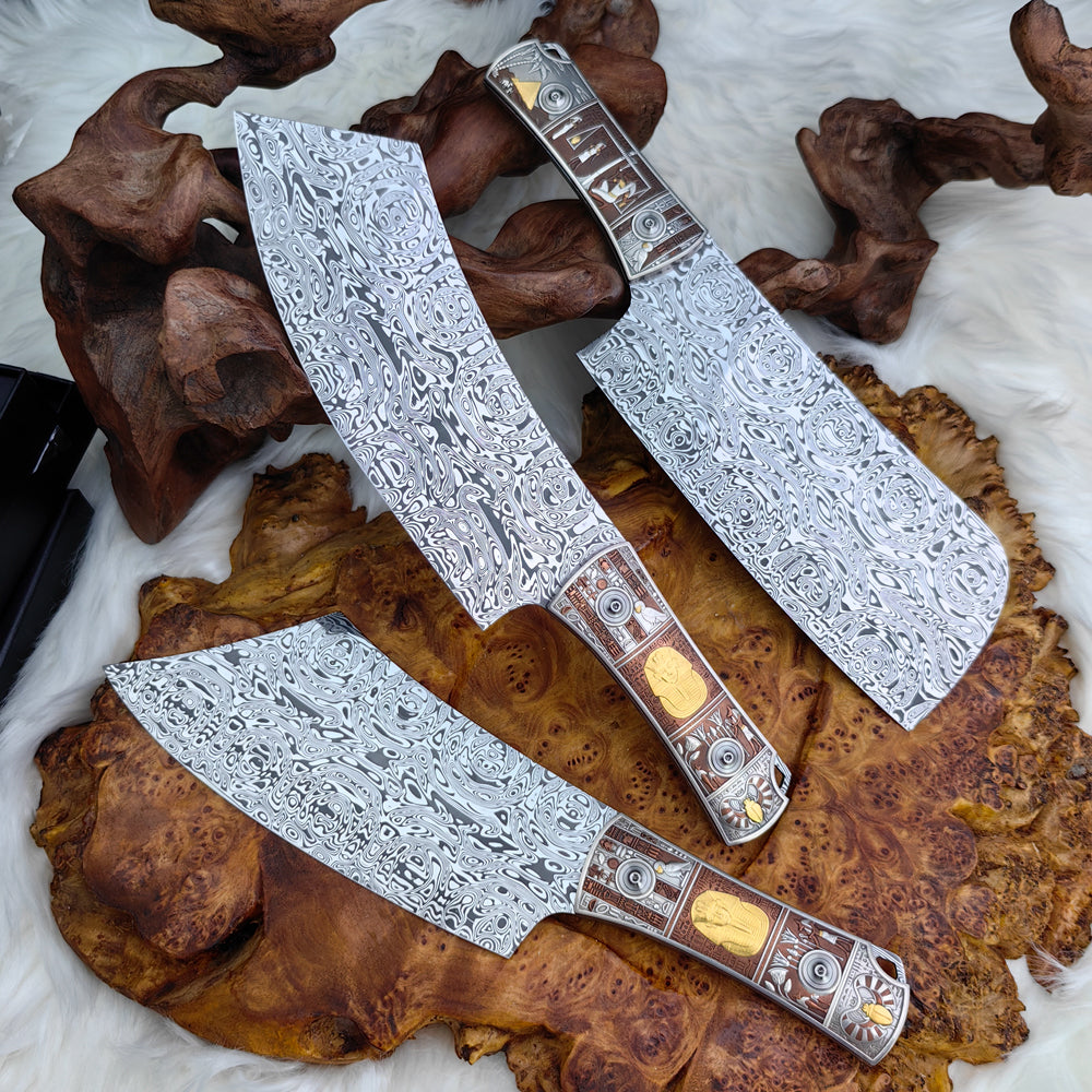 Custom Hand-engraved Cleaver Knife