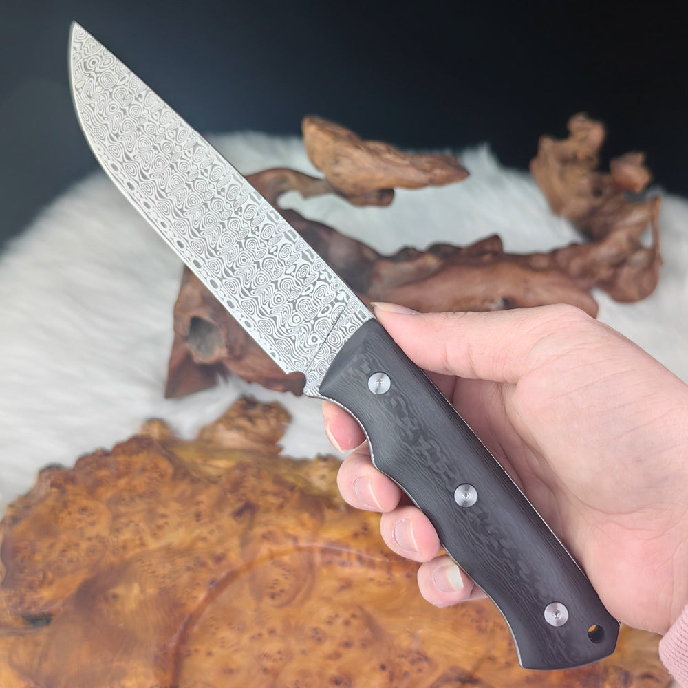 Custom Hunter in Damasteel with Carbon Fiber