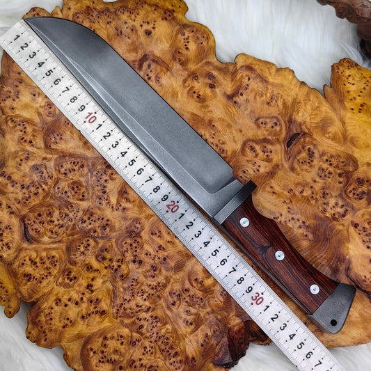 8.6 Inch Integral Wootz Steel Hunter with Ironwood