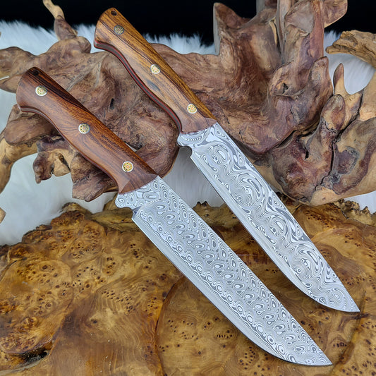 7-Inch Full Tang Hunter in Damasteel with Ironwood