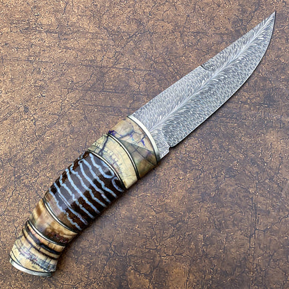 Feather Damascus Hunter with Mammoth Tusks