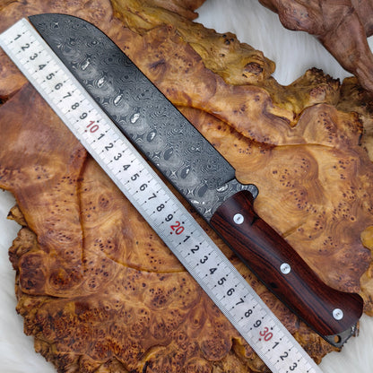 7.5" Machete in Damascus Steel with Ironwood