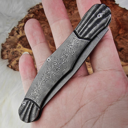 Wootz Steel Pocket Knife with Damascus Handle