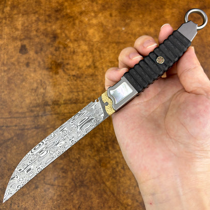 3.6" Ring Pommel Knife in Damasteel