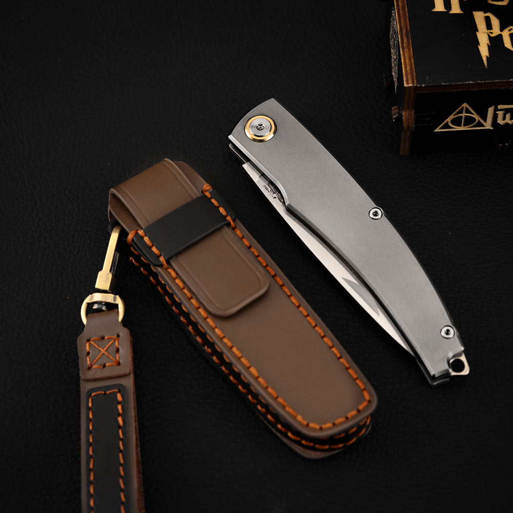 Slip Joint Knife Vanax Steel 3.46" Leaf Shape Blade Titanium